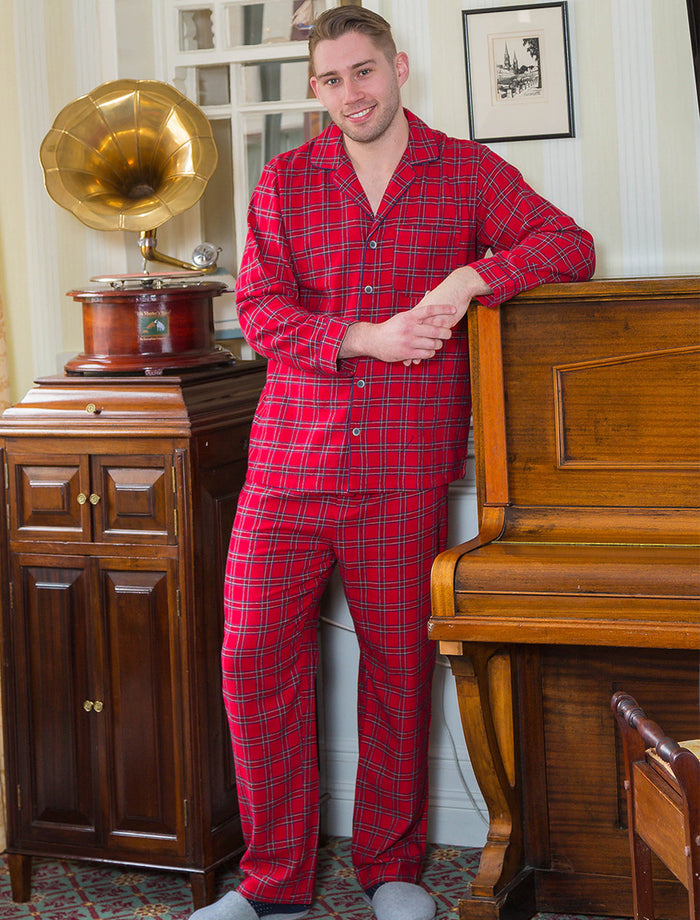 Men's Irish Flannel Pyjamas - #color_red-tartan
