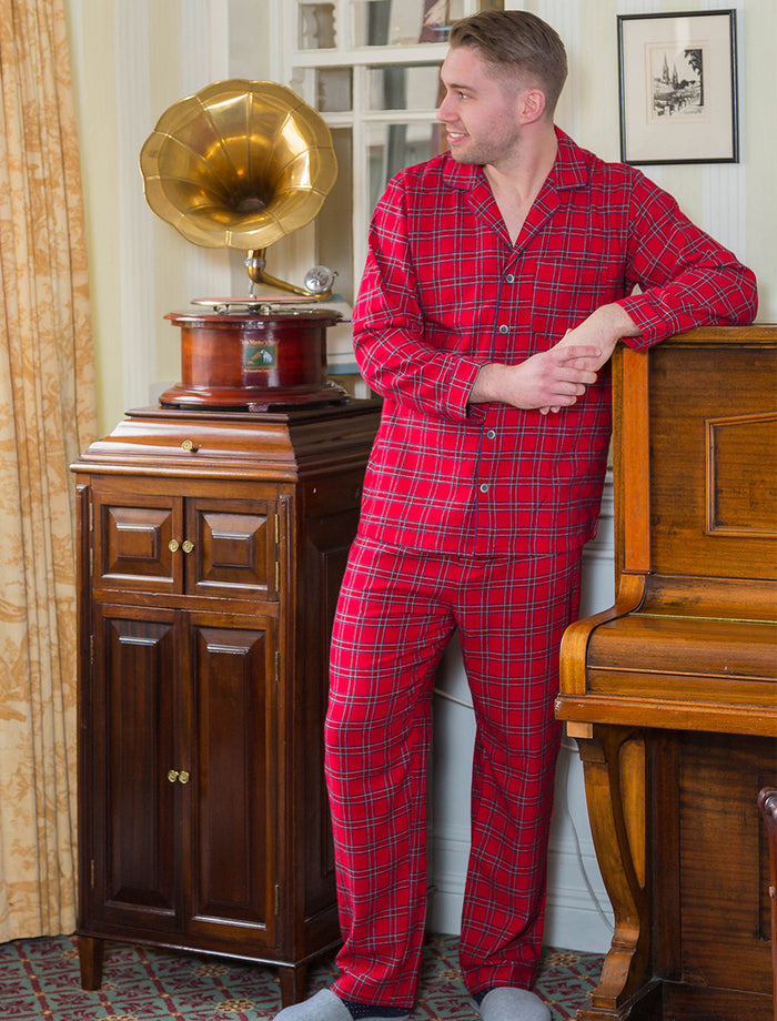 Men's Irish Flannel Pyjamas #color_red-tartan