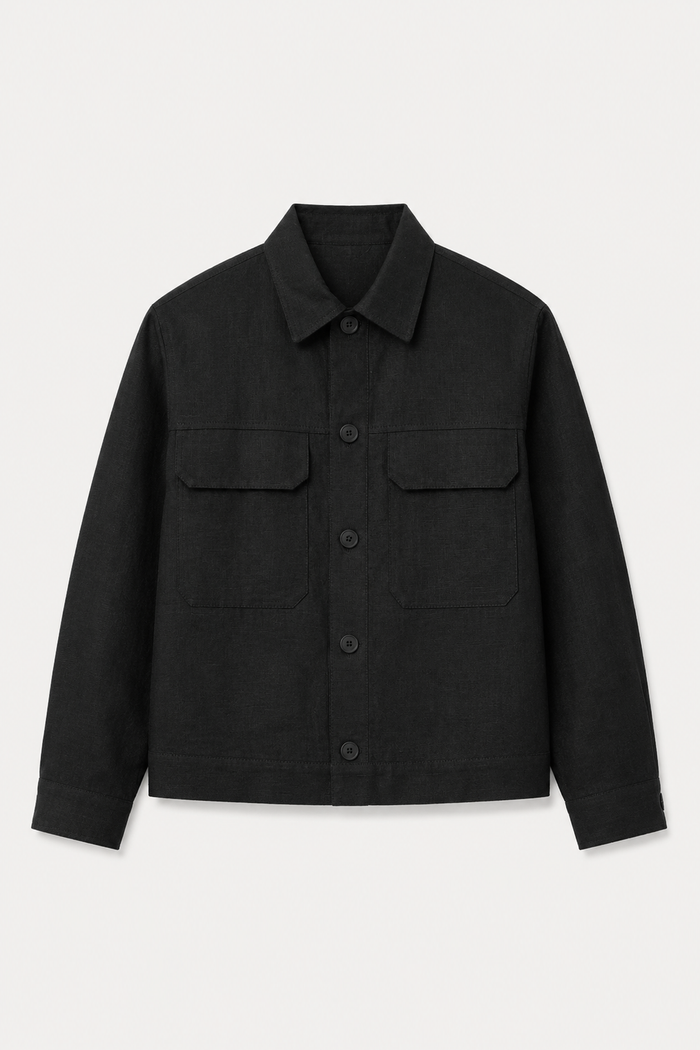Men’s Linen Chore Jacket SEQUOIA in Black