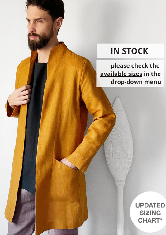 Men’s Linen Trench ALMOND - IN STOCK