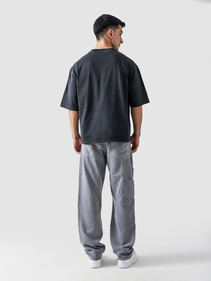 Metallica washed grey t-shirt female model back view oversized Pakistan – GROOVY