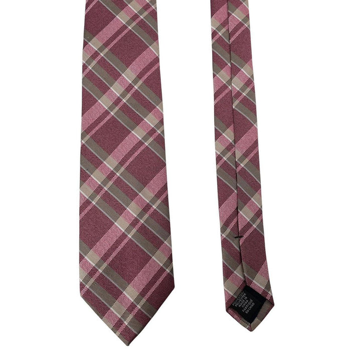 Michael Kors Pink Check Pattern Polyester Tie