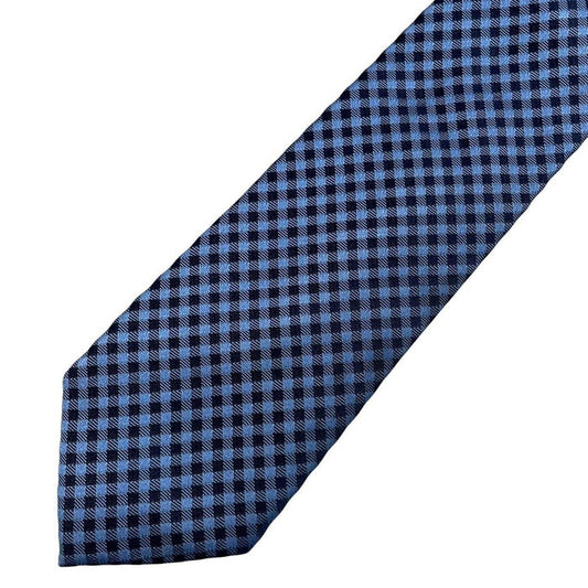 Michael Kors Blue Check Pattern Silk Tie