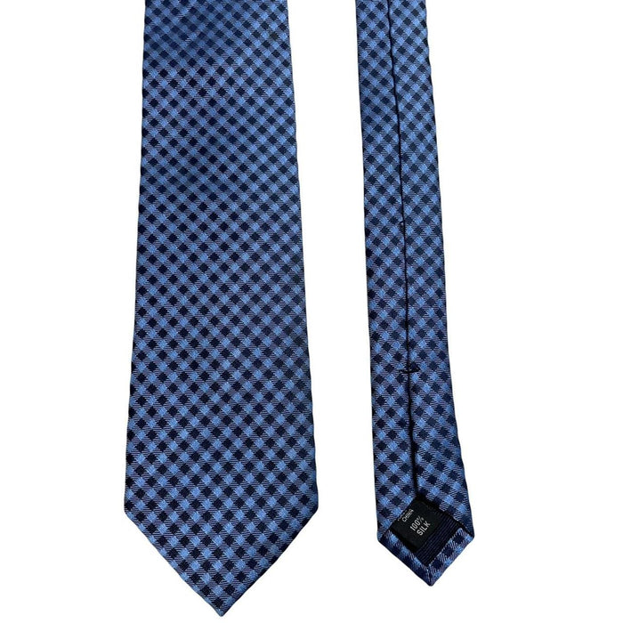 Michael Kors Blue Check Pattern Silk Tie