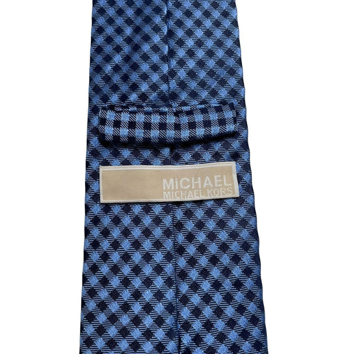 Michael Kors Blue Check Pattern Silk Tie