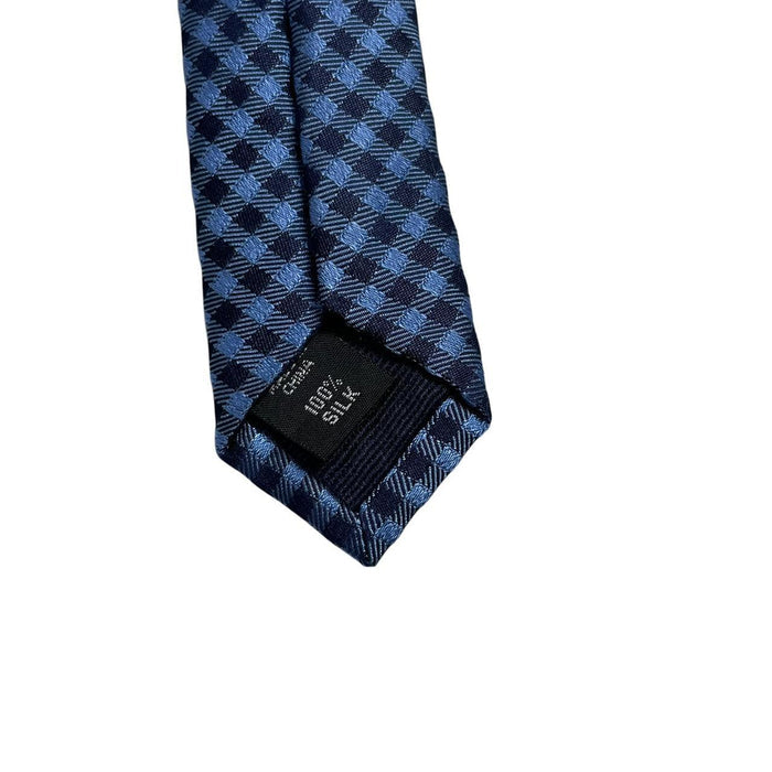 Michael Kors Blue Check Pattern Silk Tie