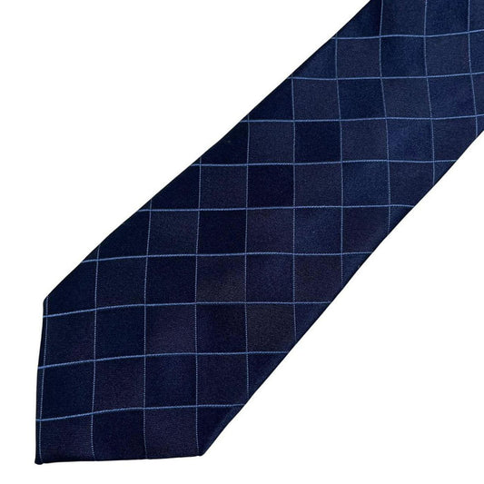 Michael Kors Navy Blue Check Silk Tie