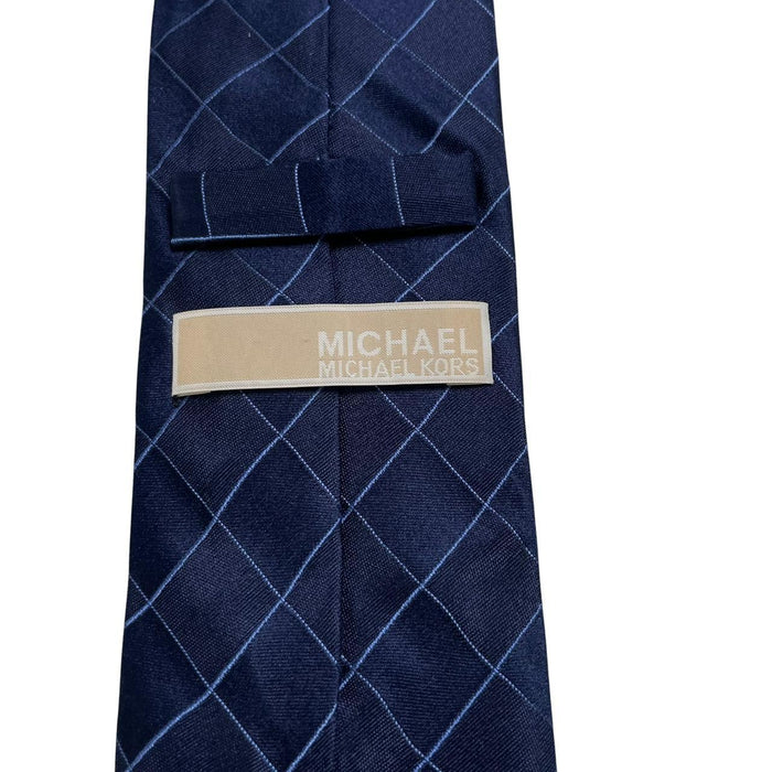 Michael Kors Navy Blue Check Silk Tie