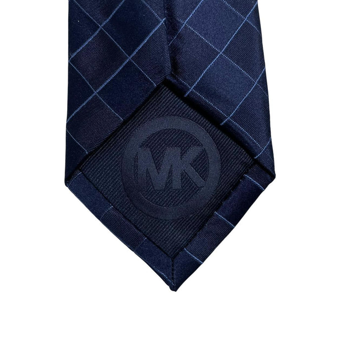Michael Kors Navy Blue Check Silk Tie