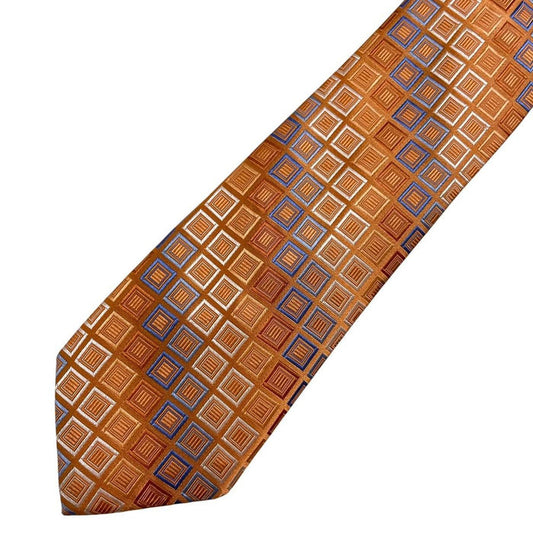 Michael Kors Orange Geometric Pattern Silk Tie