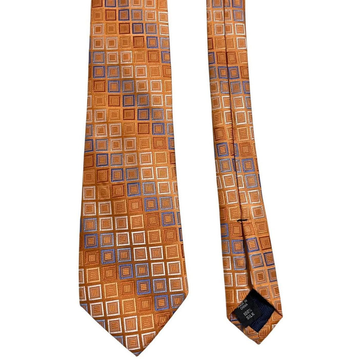 Michael Kors Orange Geometric Pattern Silk Tie