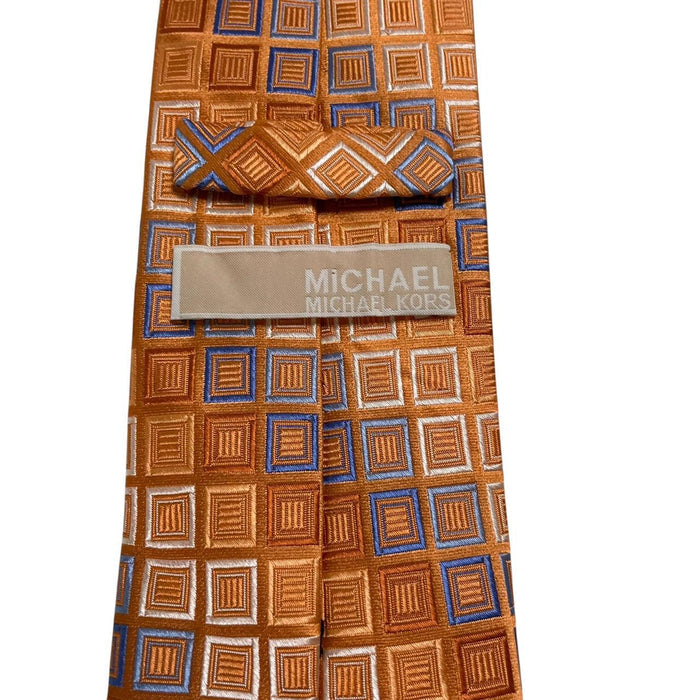 Michael Kors Orange Geometric Pattern Silk Tie