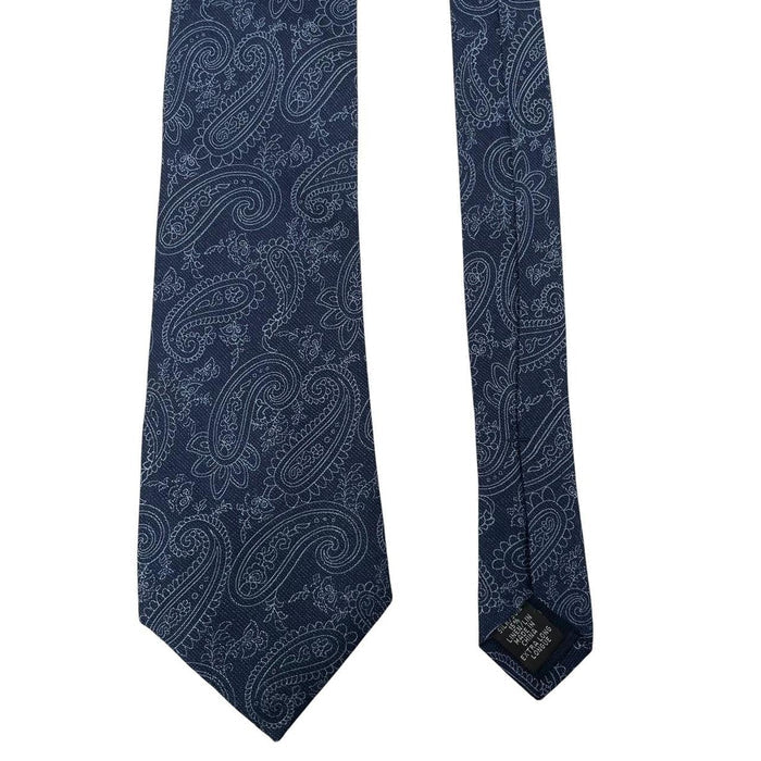 Michael Kors Navy Blue Paisley Silk/Linen Tie