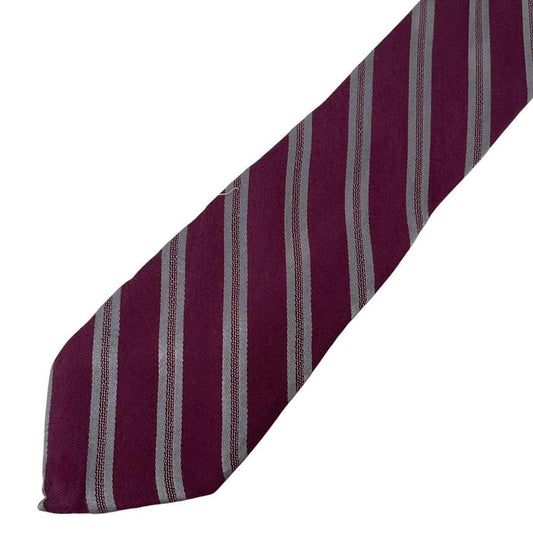 Michael Kors Burgundy Striped Silk Blend Tie