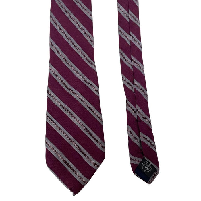 Michael Kors Burgundy Striped Silk Blend Tie