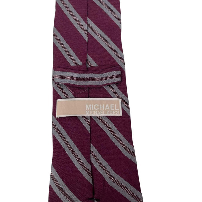 Michael Kors Burgundy Striped Silk Blend Tie