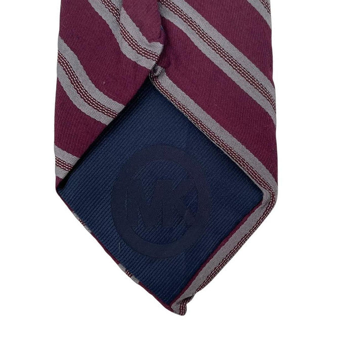 Michael Kors Burgundy Striped Silk Blend Tie