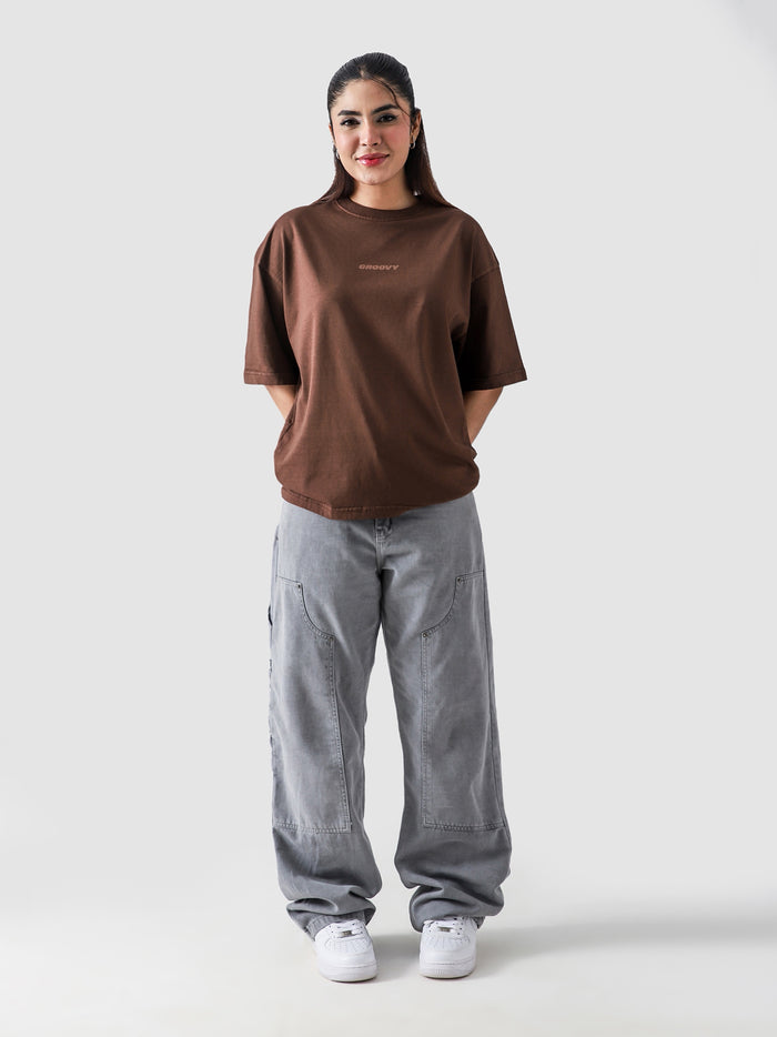 Mocha Brown Washed Blank Tee Flat Lay 240 GSM Cotton – GROOVY Pakistan