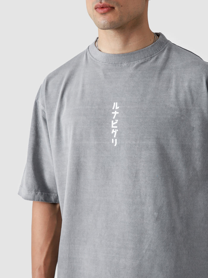 Naruto Pain tee male model side angle washed grey anime oversized Pakistan – GROOVY