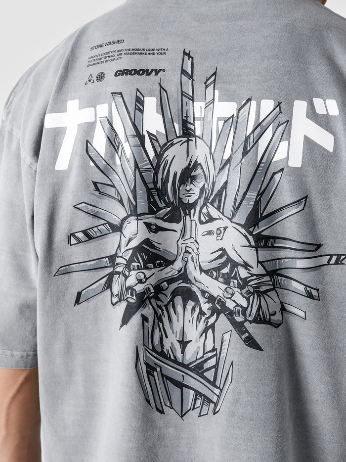 Naruto Pain tee closeup Pain anime graphic print detail front Pakistan – GROOVY