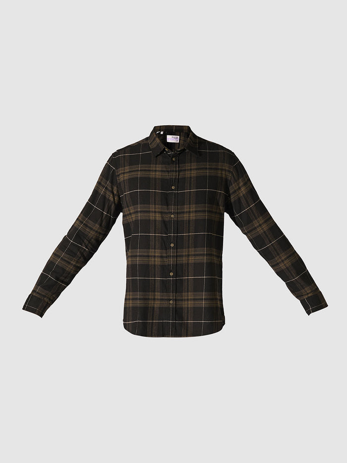 Navy Blue Flannel Check Overshirt