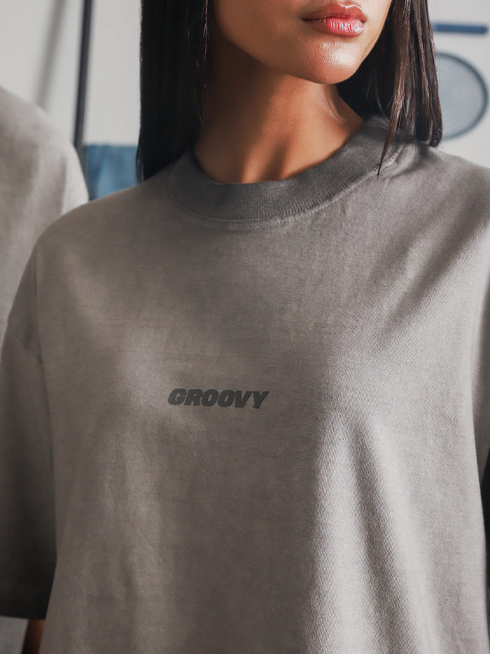 Oil fade blank oversized t-shirt additional angle lifestyle Pakistan – GROOVY