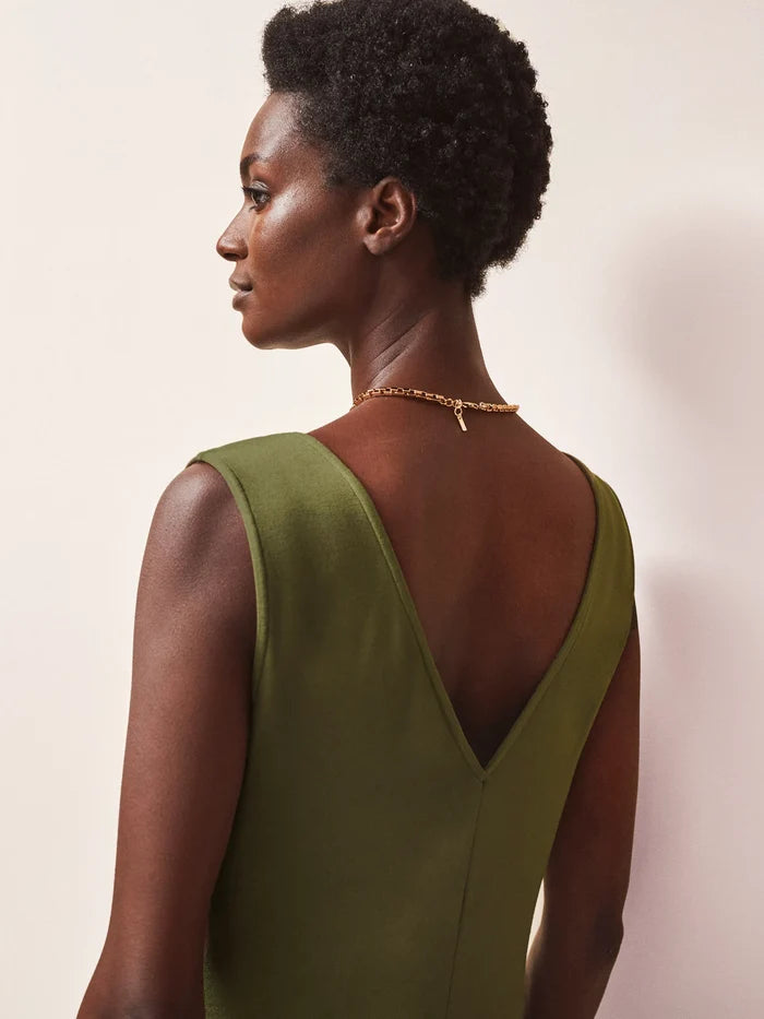 Olive Jersey V Neck Jumpsuit