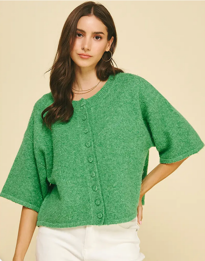 Pinch Button Down SS Sweater
