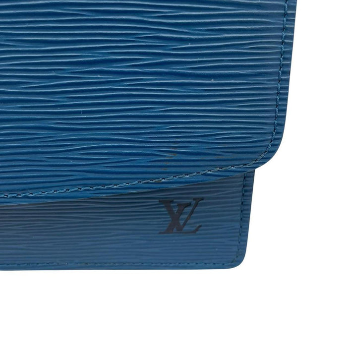 Louis Vuitton blue Epi leather Grenelle shoulder bag with iconic logo and sleek design.