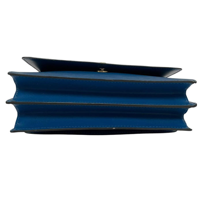 Louis Vuitton blue Epi leather Grenelle shoulder bag with iconic logo and sleek design.