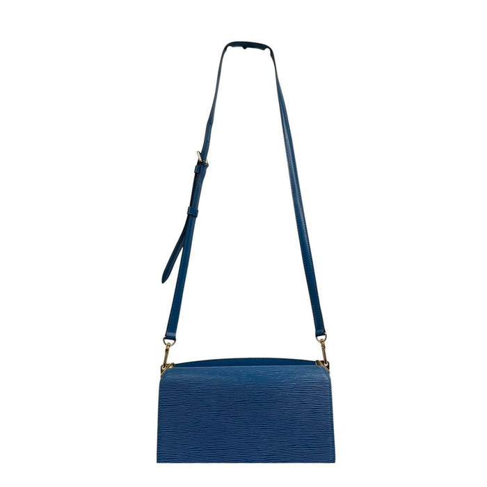 Louis Vuitton blue Epi leather Grenelle shoulder bag with iconic logo and sleek design.