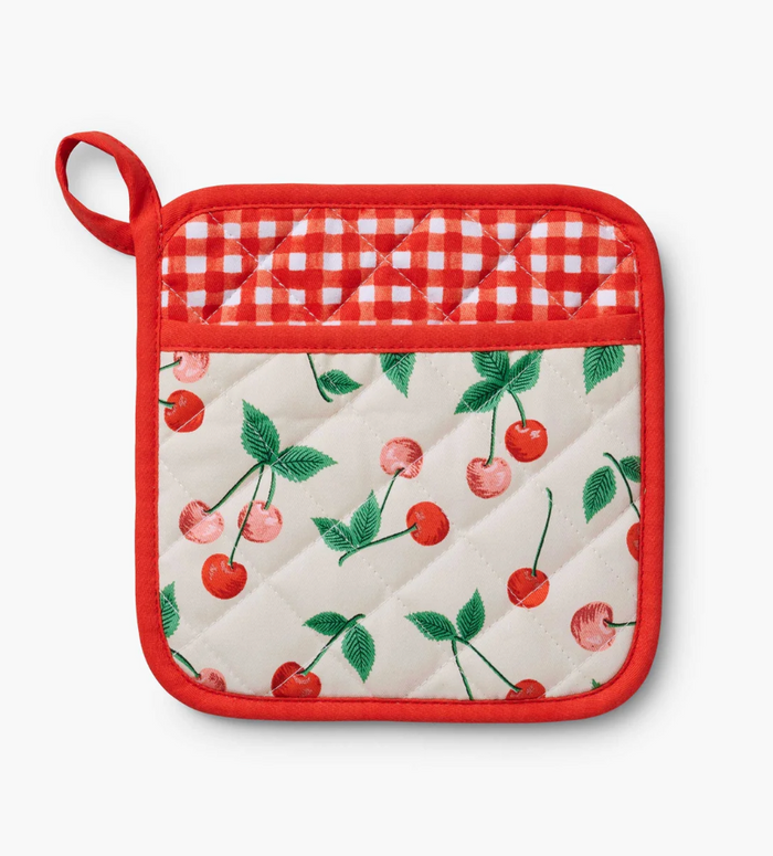 cherry pattern pot holder