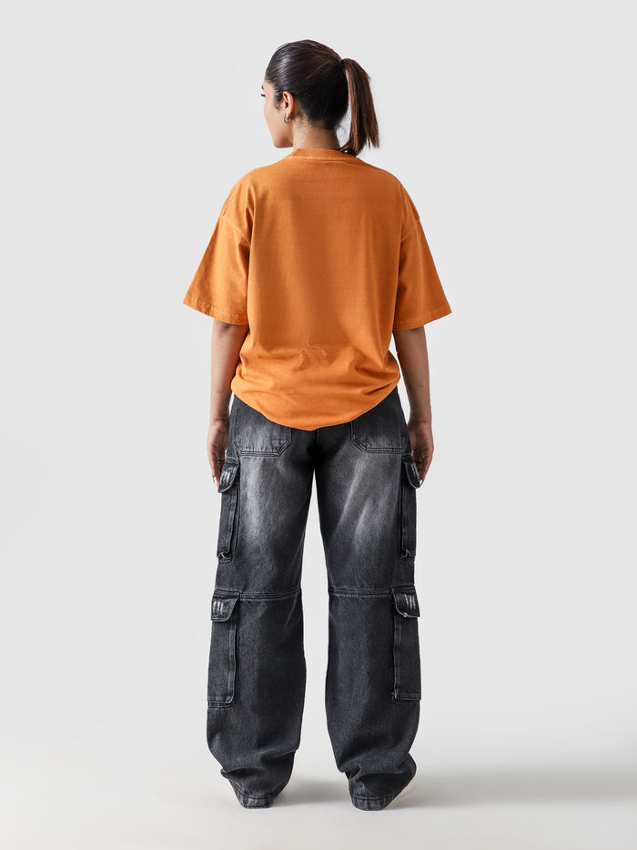 Rust Orange Washed Blank Tee Flat Lay 240 GSM Cotton – GROOVY Pakistan