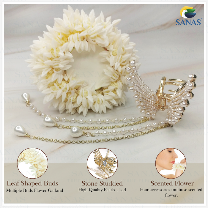 Floral Hair Accessories For Women White Mogra Scrunchie