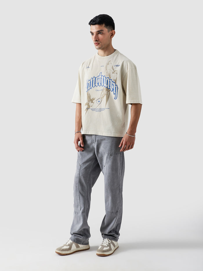 Off-White Sanctuary Tee Male Model Back View – GROOVY Pakistan