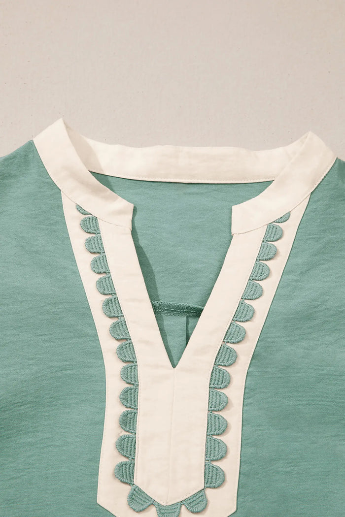 Scallop Color Block Trim Puff Sleeve Mini Dress – Canton