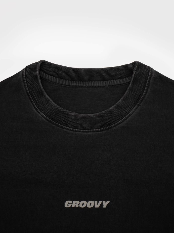Shadow Grey Washed Blank Tee Male Model Full Body – GROOVY Pakistan