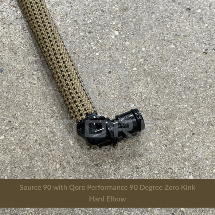 Close-up of Source 90 with 90 degree zero kink hard elbow