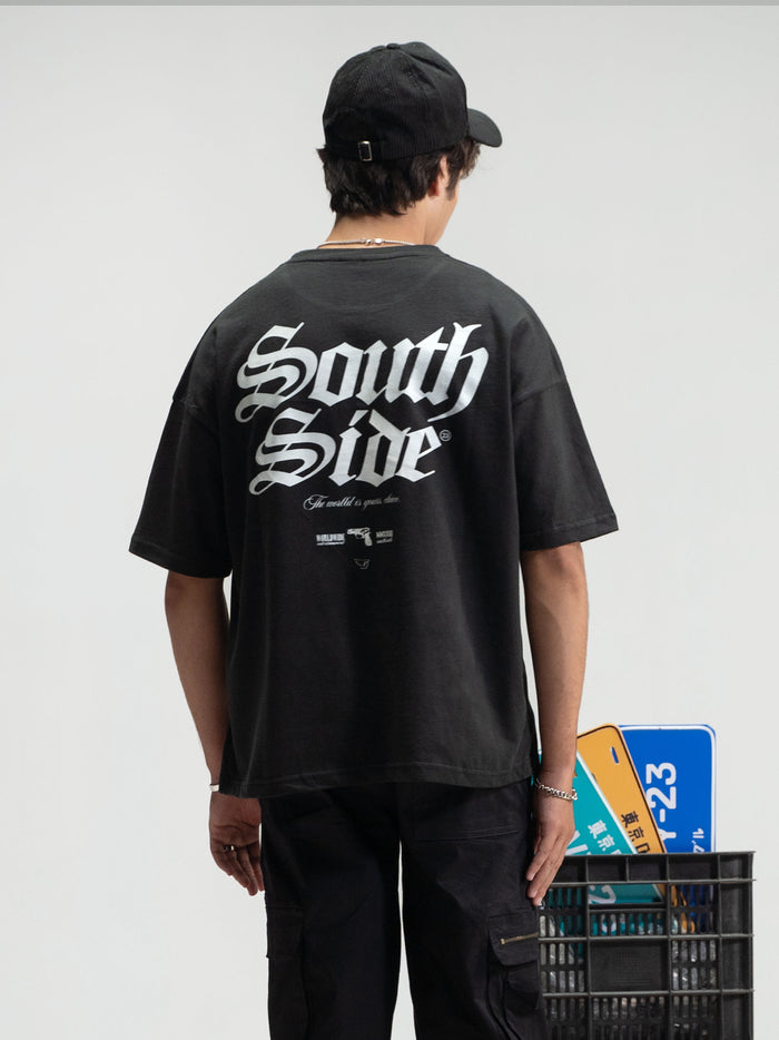 South Side tee male model outdoor lifestyle shot Pakistan – GROOVY