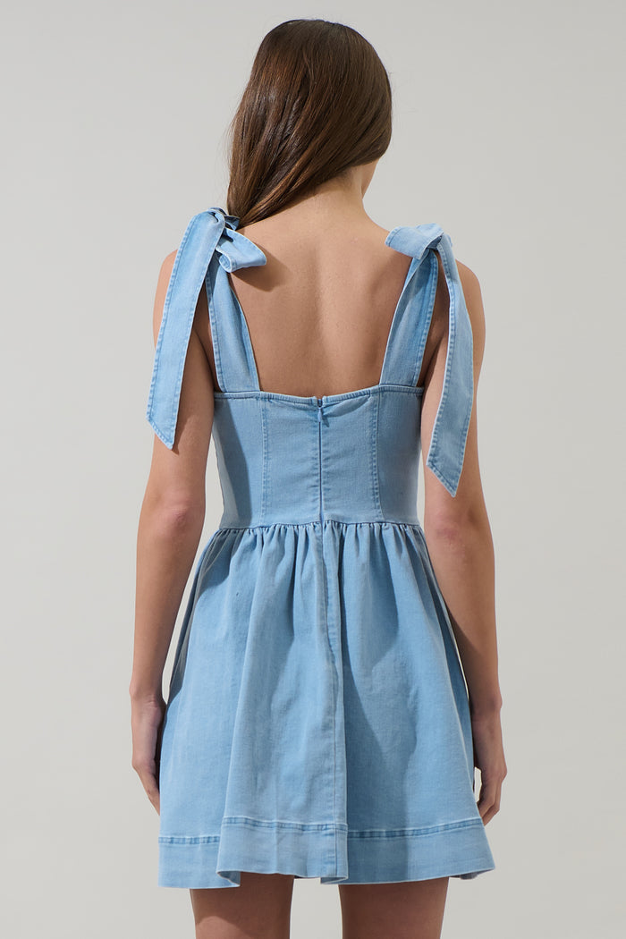 Sujey Denim Tie Strap Mini Dress