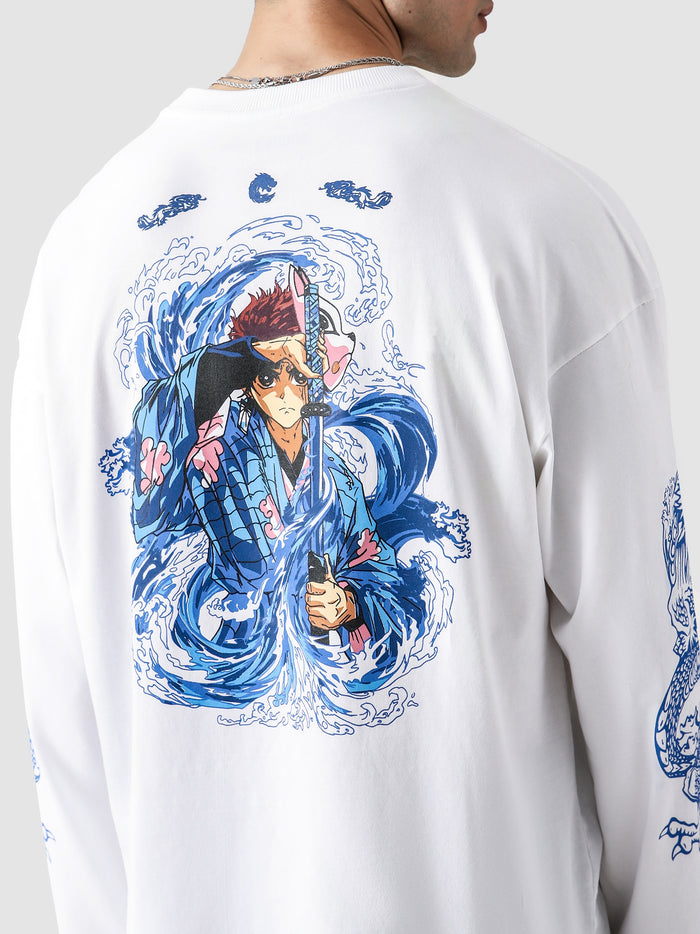 Tanjiro full sleeves tee male model back view graphic print Pakistan – GROOVY