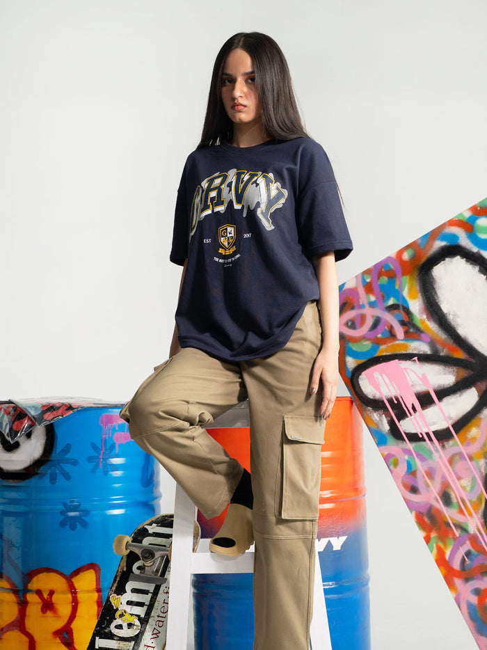 The Best Is Yet To Come tee male model back view navy blue graphic streetwear Pakistan – GROOVY
