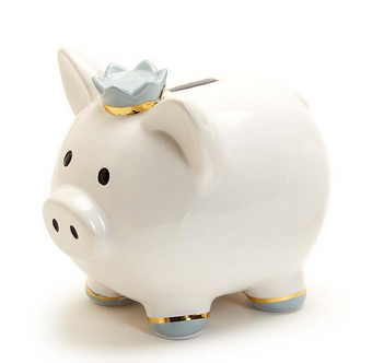 Two's Company Piggy Bank with Crown