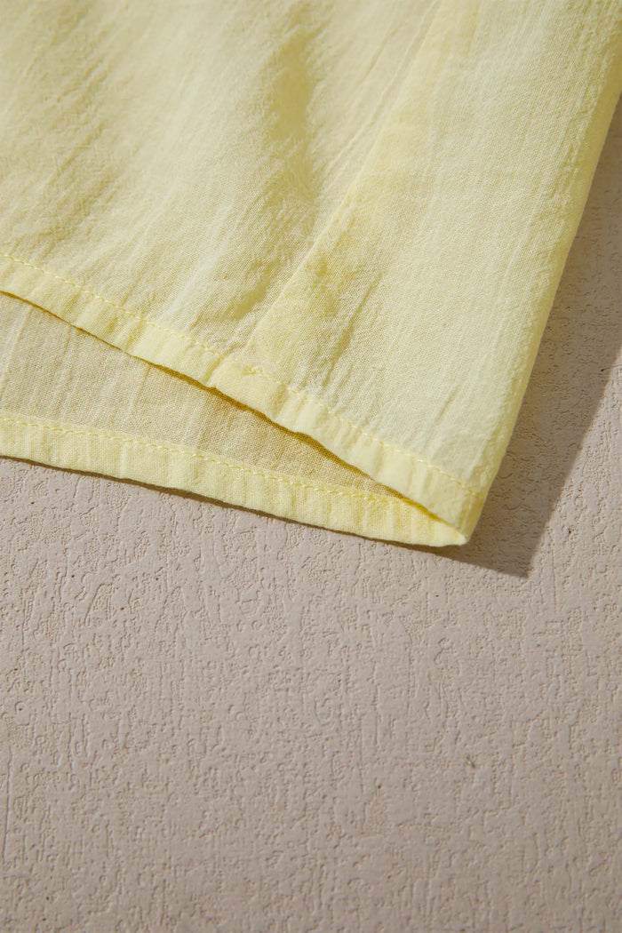 V Neck Ruffle Trim Sleeveless Shift Top – Yellow Cream