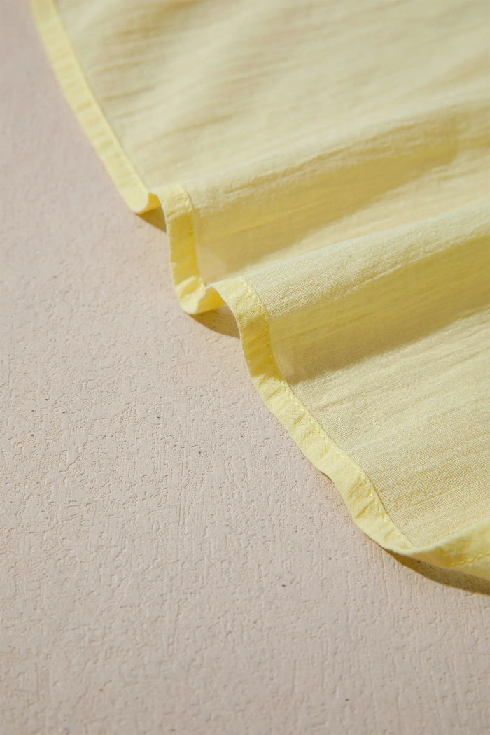 V Neck Ruffle Trim Sleeveless Shift Top – Yellow Cream