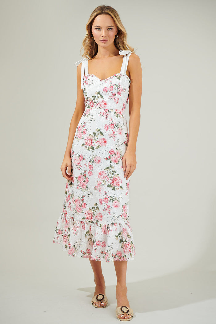 Villa Garden Eyelet Midi Dress