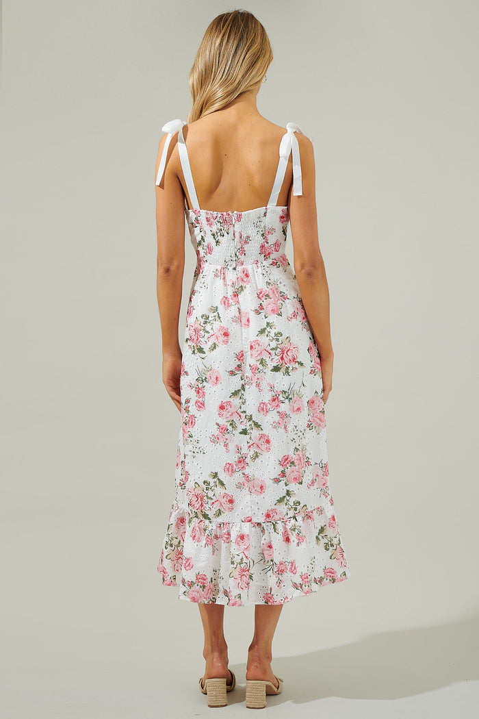 Villa Garden Eyelet Midi Dress