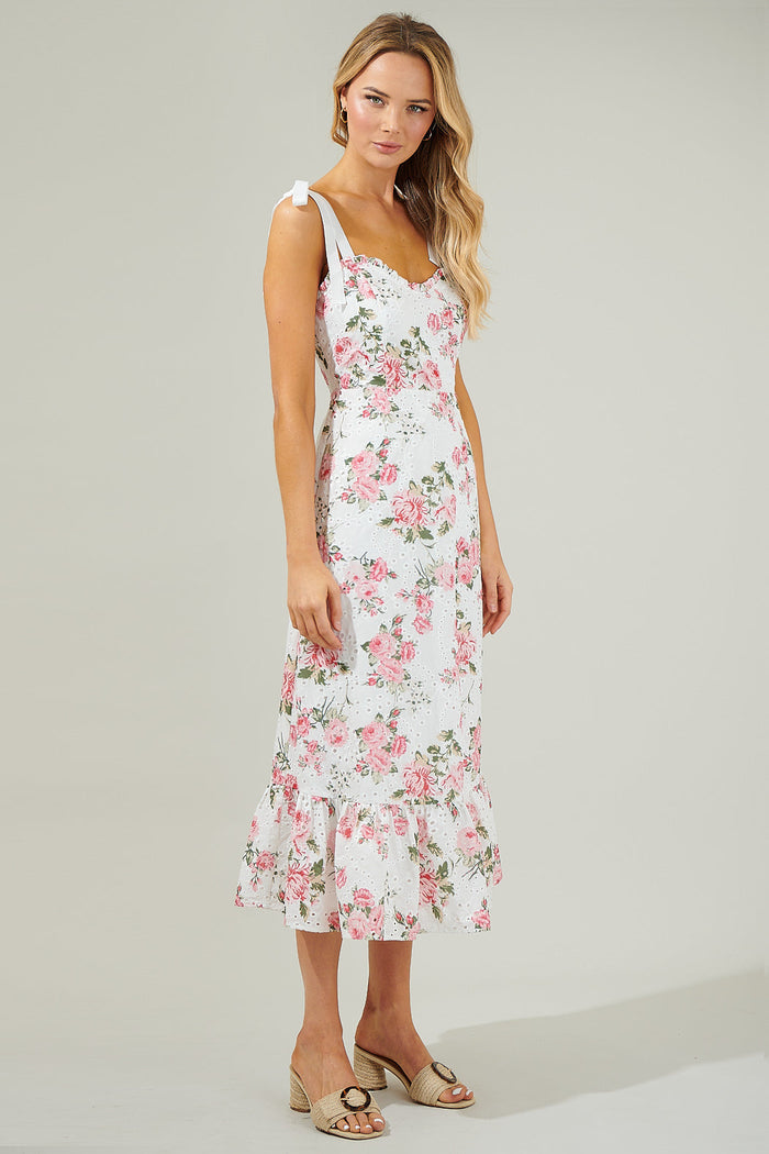 Villa Garden Eyelet Midi Dress