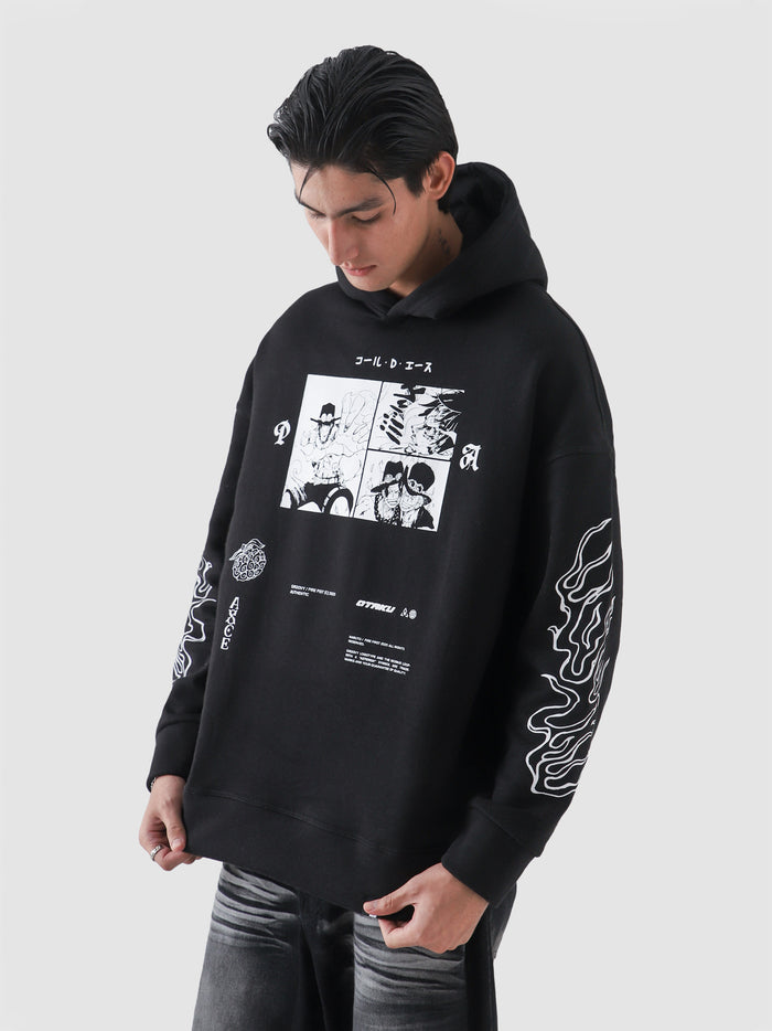 White Beard One Piece anime hoodie male model side view full body Pakistan – GROOVY