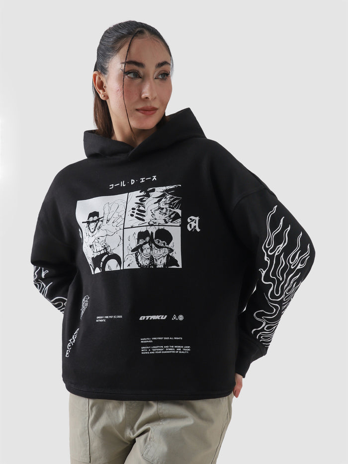 White Beard One Piece hoodie flat lay 300 GSM cotton anime graphic Pakistan – GROOVY